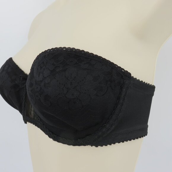 VTG Maidenform 36B Bra Pretty Shapely 4155 Black Floral Flower Lace Strapless - Picture 4 of 13